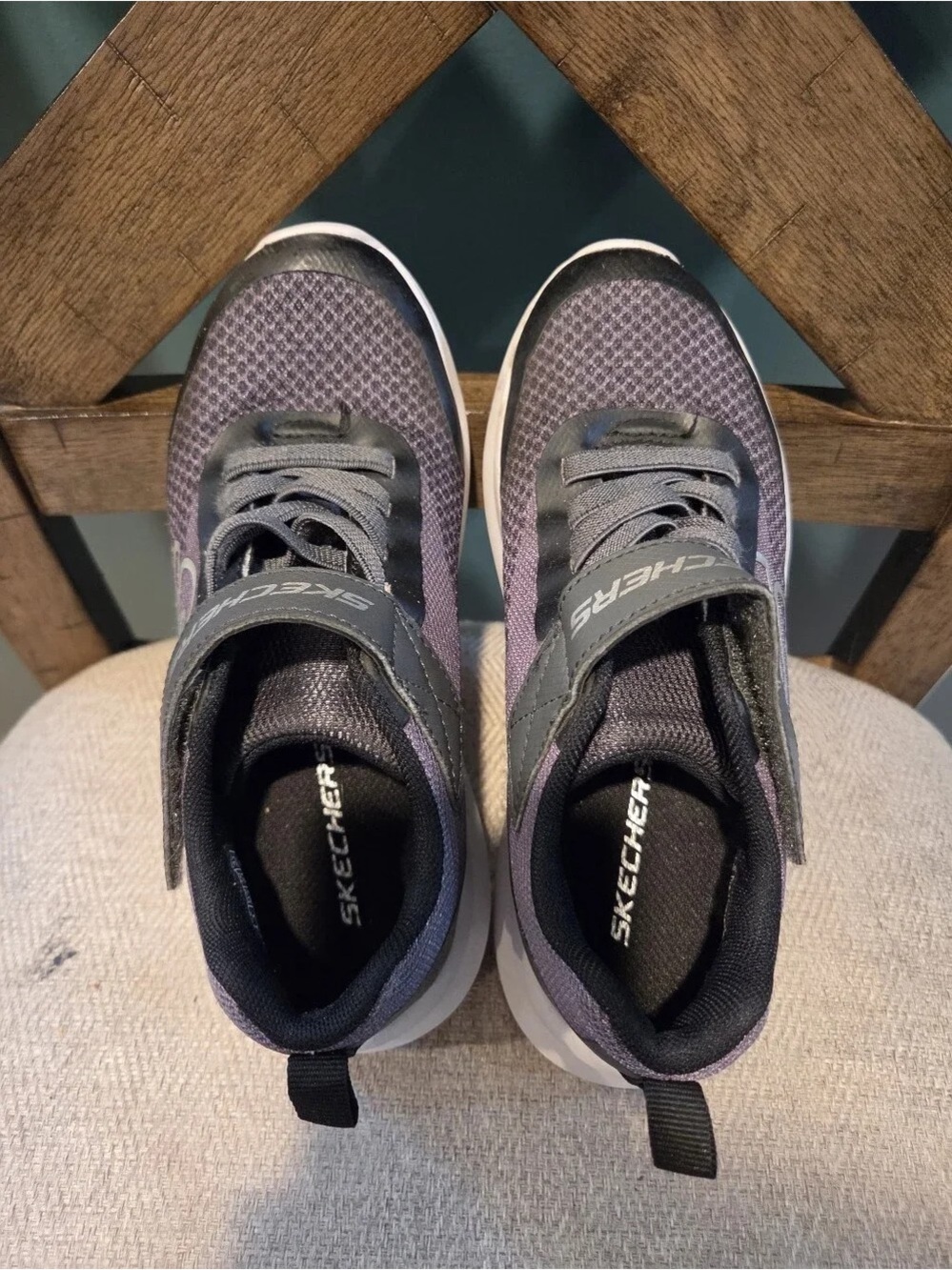 Skechers Kids Purple and Gray Velcro Athletic Sneakers